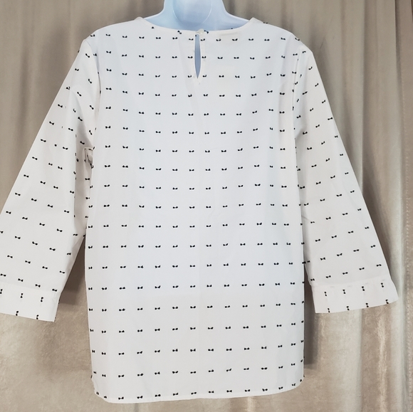 NWT Van Heusen white embroidered bow blouse top Womens Medium - Picture 3 of 6